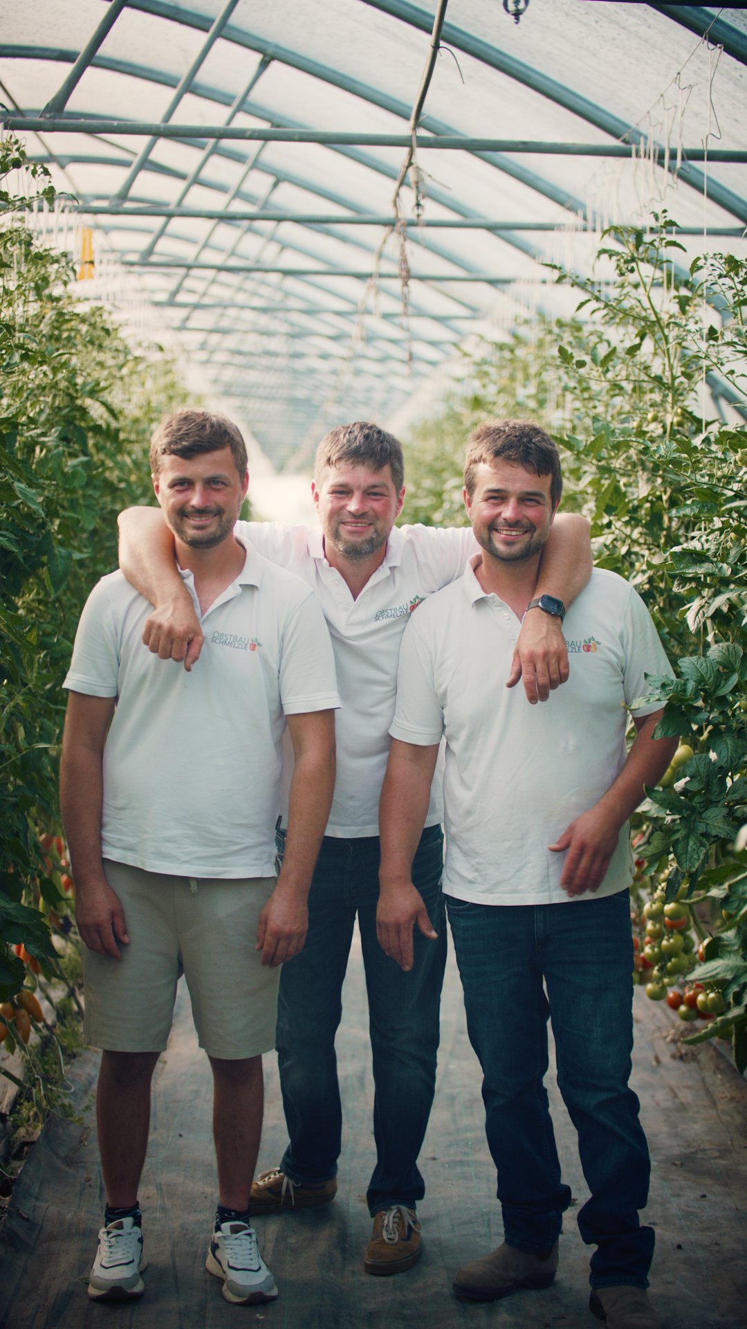Benny, Samuel und Micha im Folientunnel